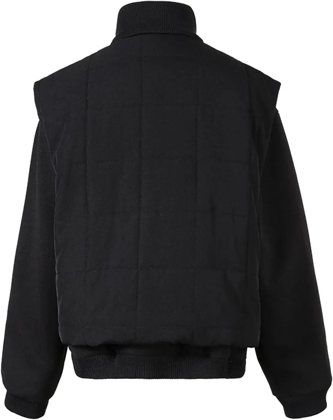 Women Fake Two Pieces Cotton-Padded Jacket Coat Long Sleeve Loose Vintage Big Pockets Outwear