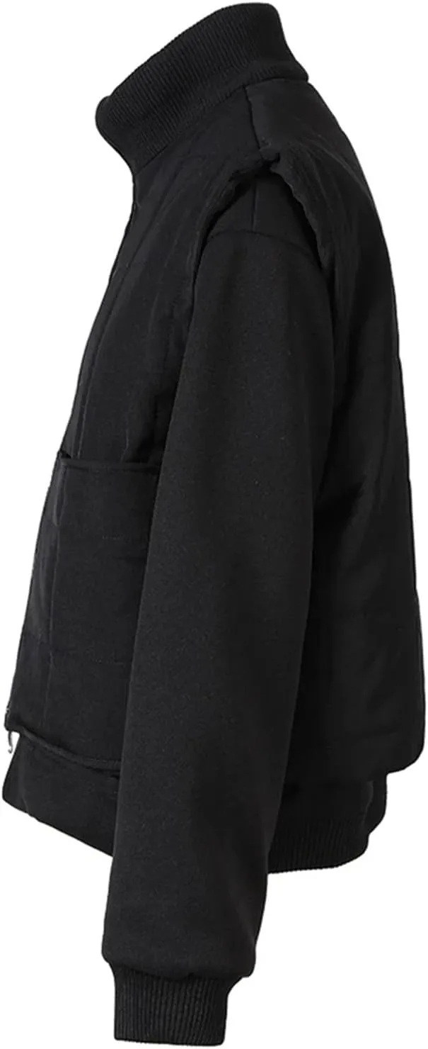 Women Fake Two Pieces Cotton-Padded Jacket Coat Long Sleeve Loose Vintage Big Pockets Outwear
