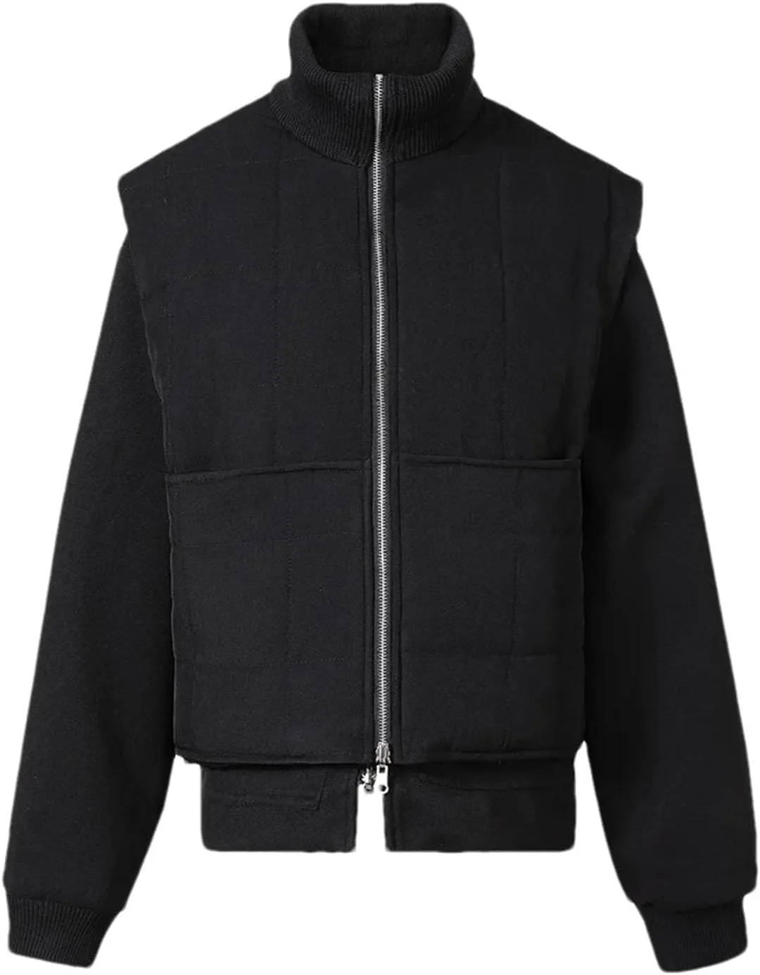 Women Fake Two Pieces Cotton-Padded Jacket Coat Long Sleeve Loose Vintage Big Pockets Outwear