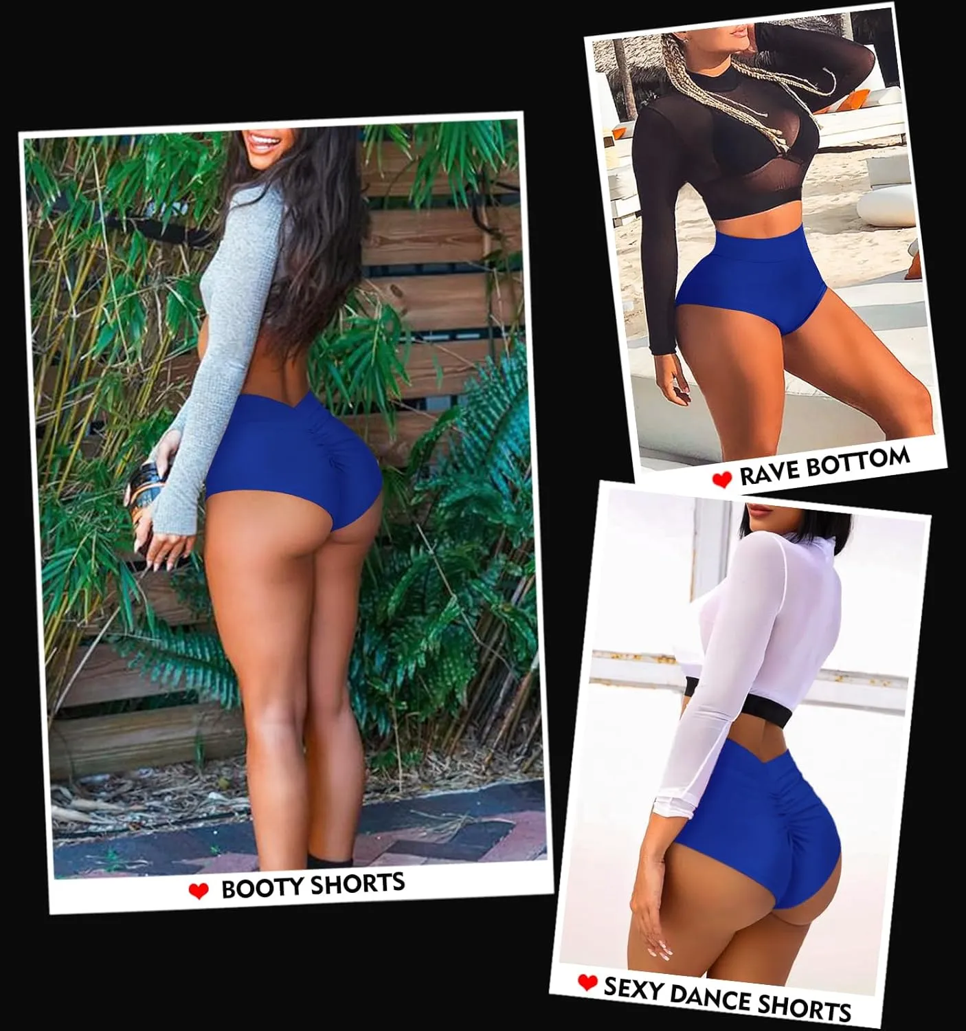Women's High Waist Yoga Booty Shorts V Back Scrunch Gym Workout Spandex Dance Hot Pants Butt Lifting Rave Bottoms