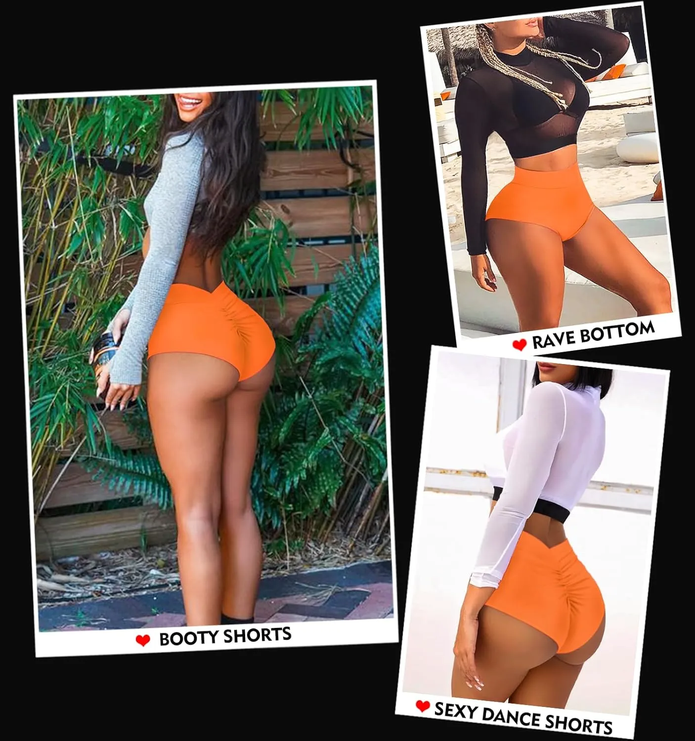 Women's High Waist Yoga Booty Shorts V Back Scrunch Gym Workout Spandex Dance Hot Pants Butt Lifting Rave Bottoms