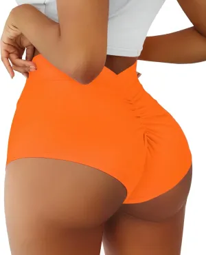 Women's High Waist Yoga Booty Shorts V Back Scrunch Gym Workout Spandex Dance Hot Pants Butt Lifting Rave Bottoms