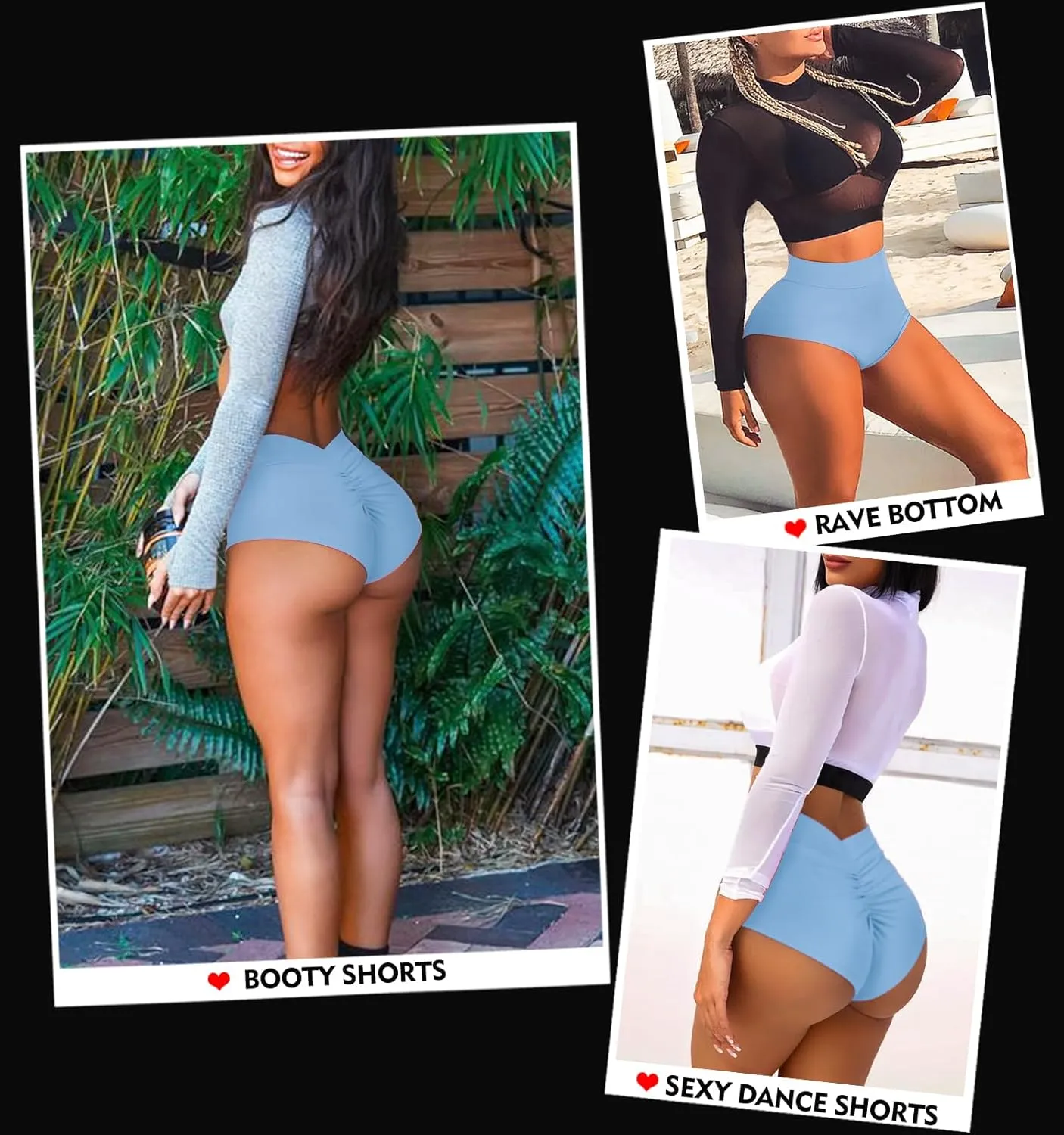 Women's High Waist Yoga Booty Shorts V Back Scrunch Gym Workout Spandex Dance Hot Pants Butt Lifting Rave Bottoms