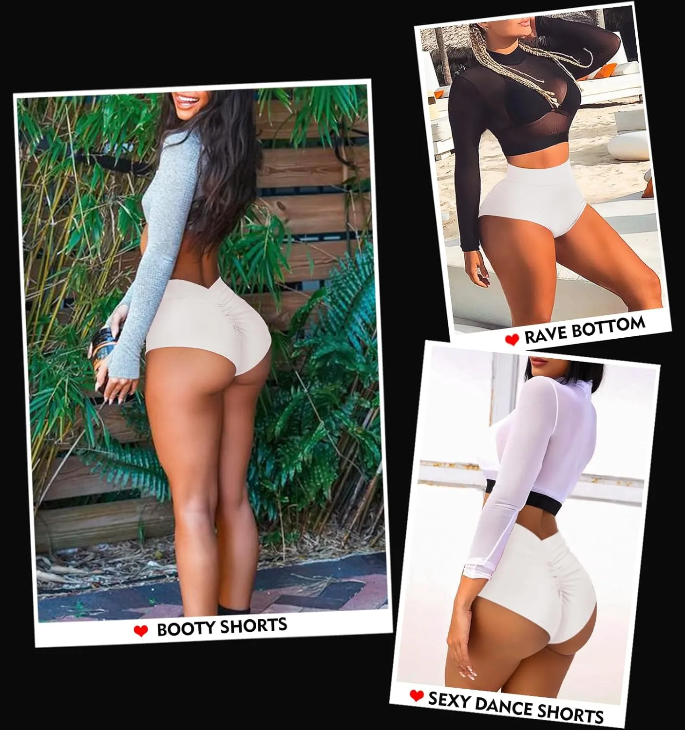 Women's High Waist Yoga Booty Shorts V Back Scrunch Gym Workout Spandex Dance Hot Pants Butt Lifting Rave Bottoms