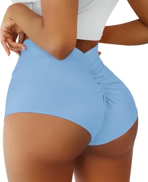 Women's High Waist Yoga Booty Shorts V Back Scrunch Gym Workout Spandex Dance Hot Pants Butt Lifting Rave Bottoms