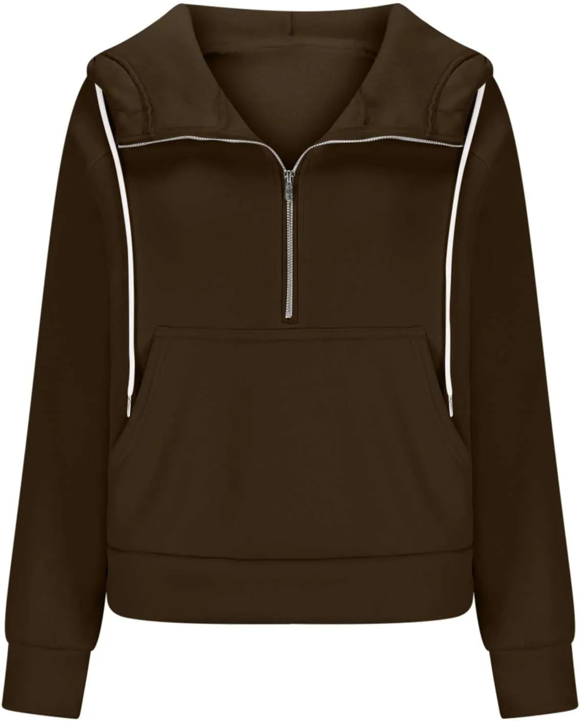 Womens Hoodies Fashion 2024 Half Zip Up Sweatshirts Drawstring Pullover Top Fashion Winter Clothes with Thumbs Hole