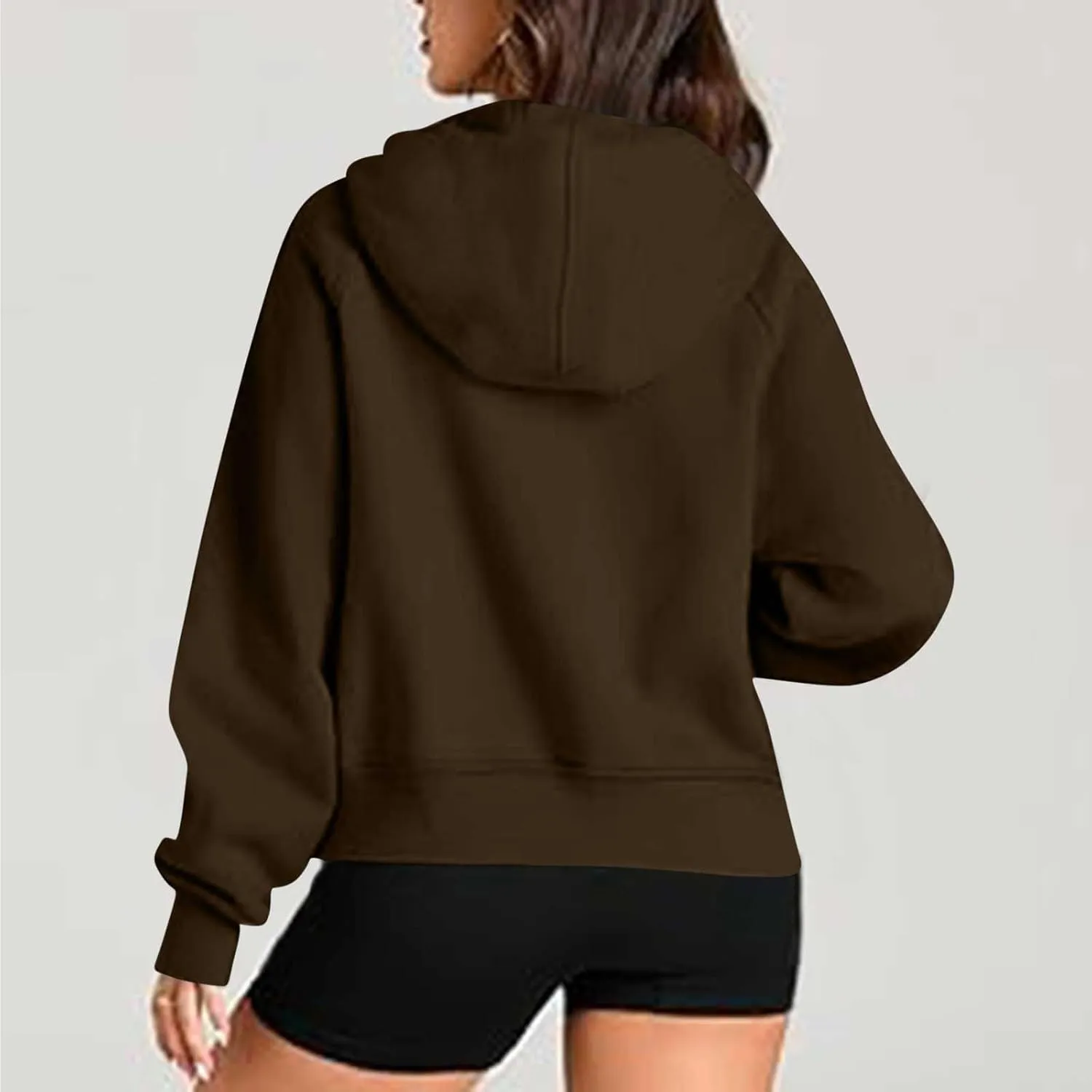 Womens Hoodies Fashion 2024 Half Zip Up Sweatshirts Drawstring Pullover Top Fashion Winter Clothes with Thumbs Hole
