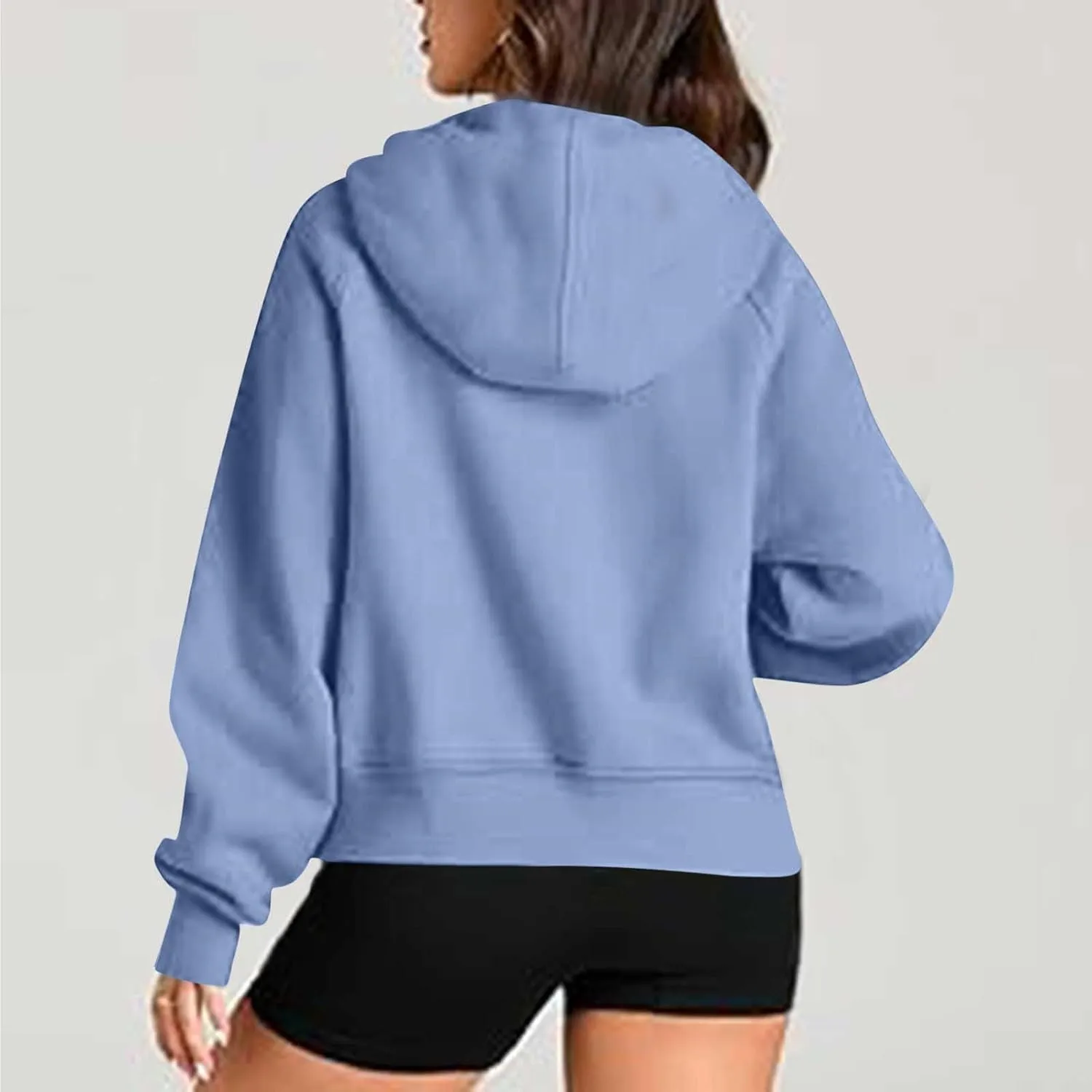 Womens Hoodies Fashion 2024 Half Zip Up Sweatshirts Drawstring Pullover Top Fashion Winter Clothes with Thumbs Hole