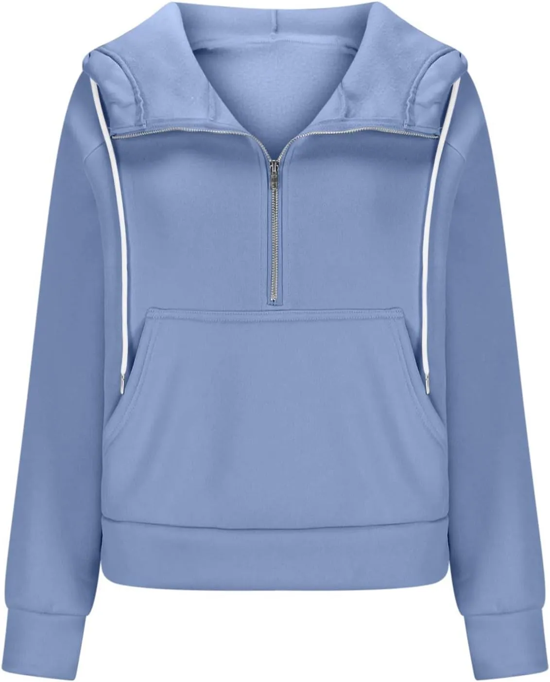 Womens Hoodies Fashion 2024 Half Zip Up Sweatshirts Drawstring Pullover Top Fashion Winter Clothes with Thumbs Hole