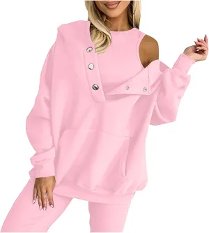 Women's Hoodies Pullover Button Down Oversized Sweatshirts Long Sleeve Pullove Tops 2024 Fall Fashion Streetwear