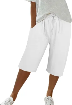 Women's Linen Pants Wide Leg Work Dress Pants Drawstring Casual Solid Color Shorts Cotton Linen Pants Casual 2025
