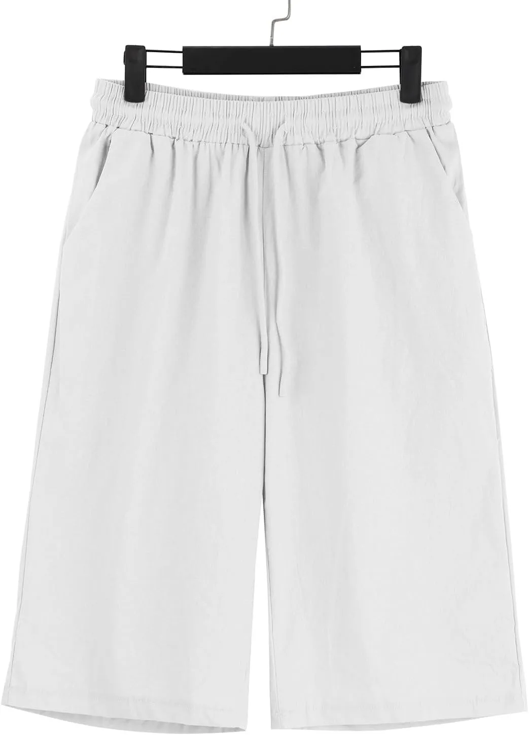 Women's Linen Pants Wide Leg Work Dress Pants Drawstring Casual Solid Color Shorts Cotton Linen Pants Casual 2025