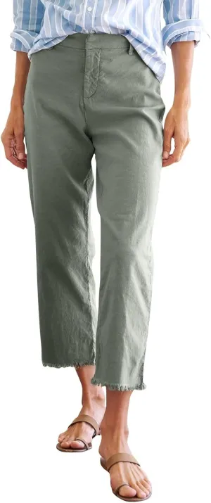Women's Pants Suit Button Loose Cargo Womens Capris Summer Petite Short Capri Pants for Women Stretch Linen Cotton
