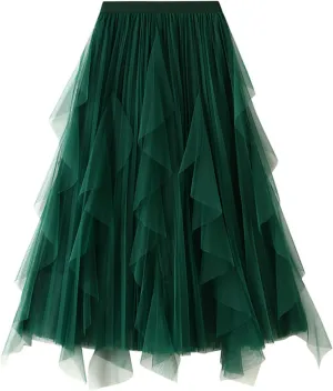 Women's Pleated Skirt Summer Long Beach Skirt Party Skirt Ladies High Waist Pleated A-Line Midi Skirt