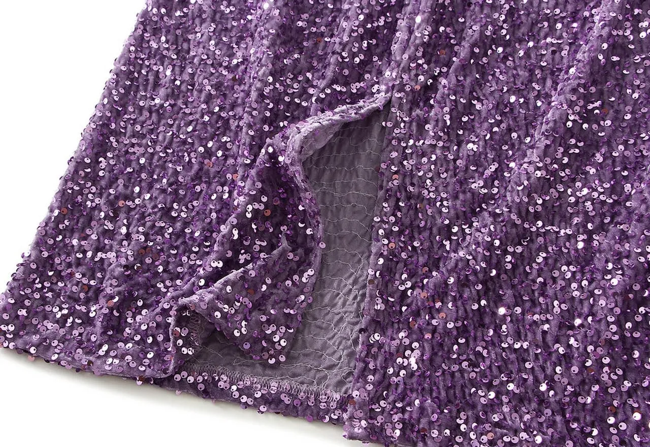 Women's Sequin Skirt, Sequined Hip-Hugging Skirt, Sparkle Party, Elastic Waist, Night Out Party Bodycon Midi Skirt
