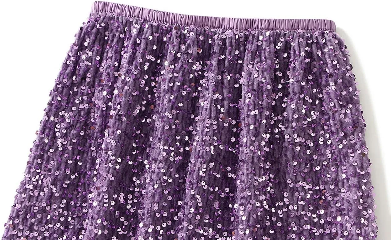 Women's Sequin Skirt, Sequined Hip-Hugging Skirt, Sparkle Party, Elastic Waist, Night Out Party Bodycon Midi Skirt