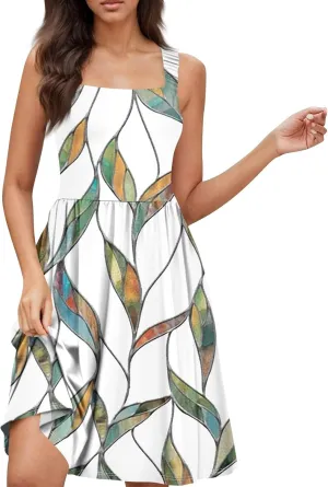Womens Summer Dresses Flowy Sleeveless Mini Dress Loose Casual Tshirt Tank Dresses Beach Sundresses with Pockets