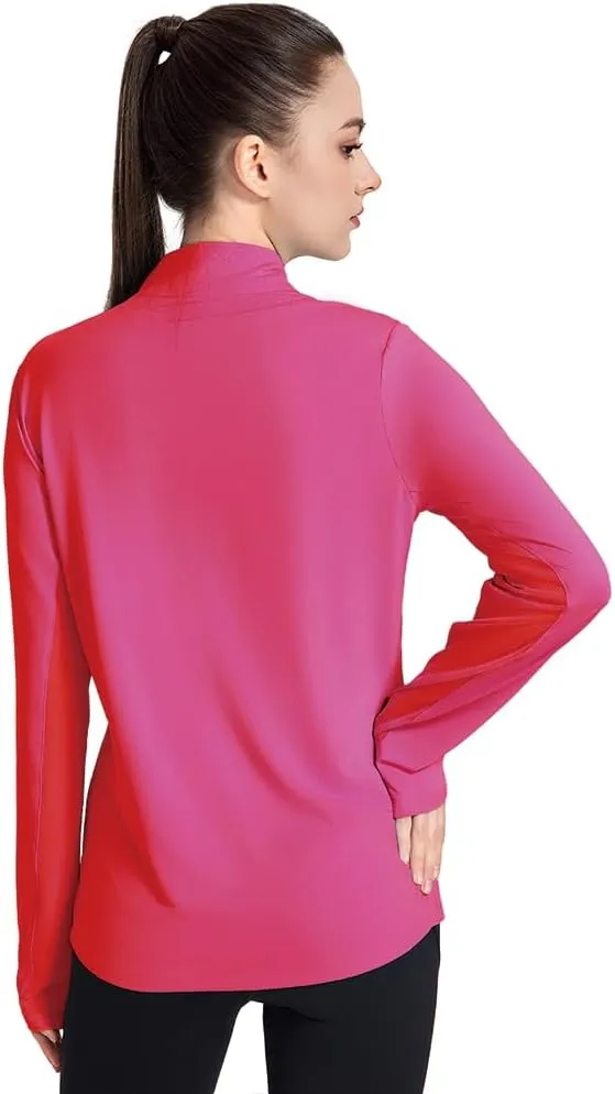 Women's UPF 50  1/4 Zip Pullover Sun Shirts Long Sleeve UV Protection Shirt Quick Dry Lightweight Outdoor Tops