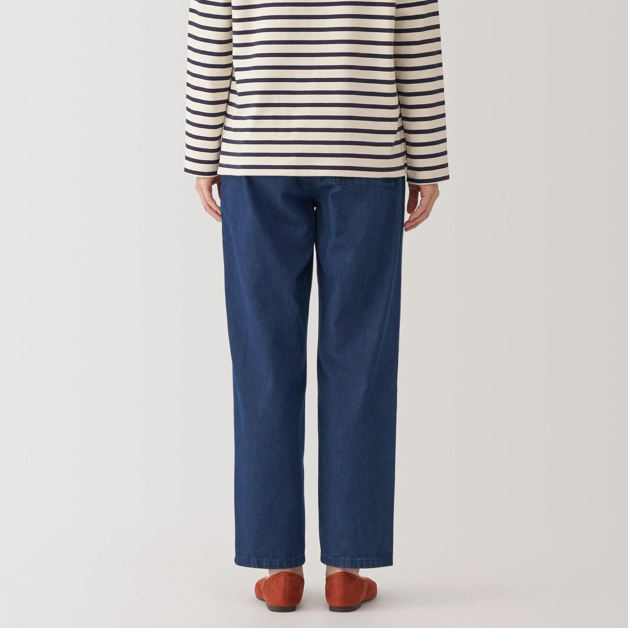 Women's Washed Denim Easy Tapered Pants