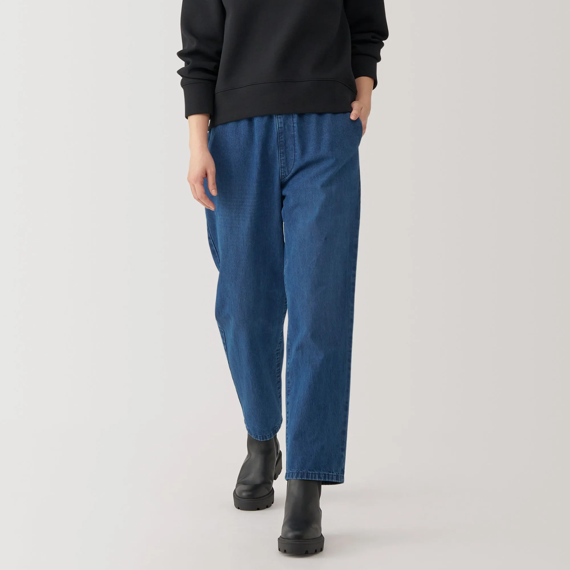 Women's Washed Denim Easy Tapered Pants