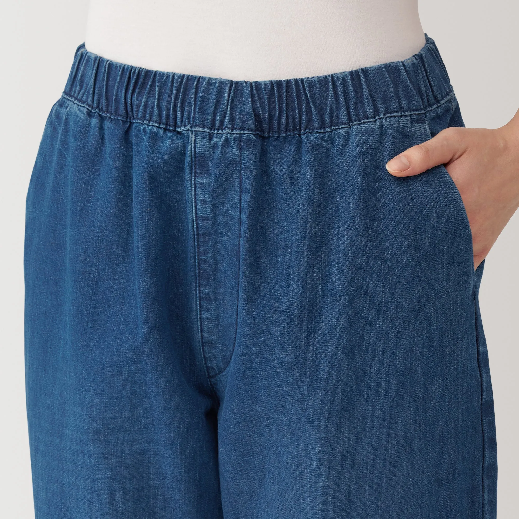 Women's Washed Denim Easy Tapered Pants