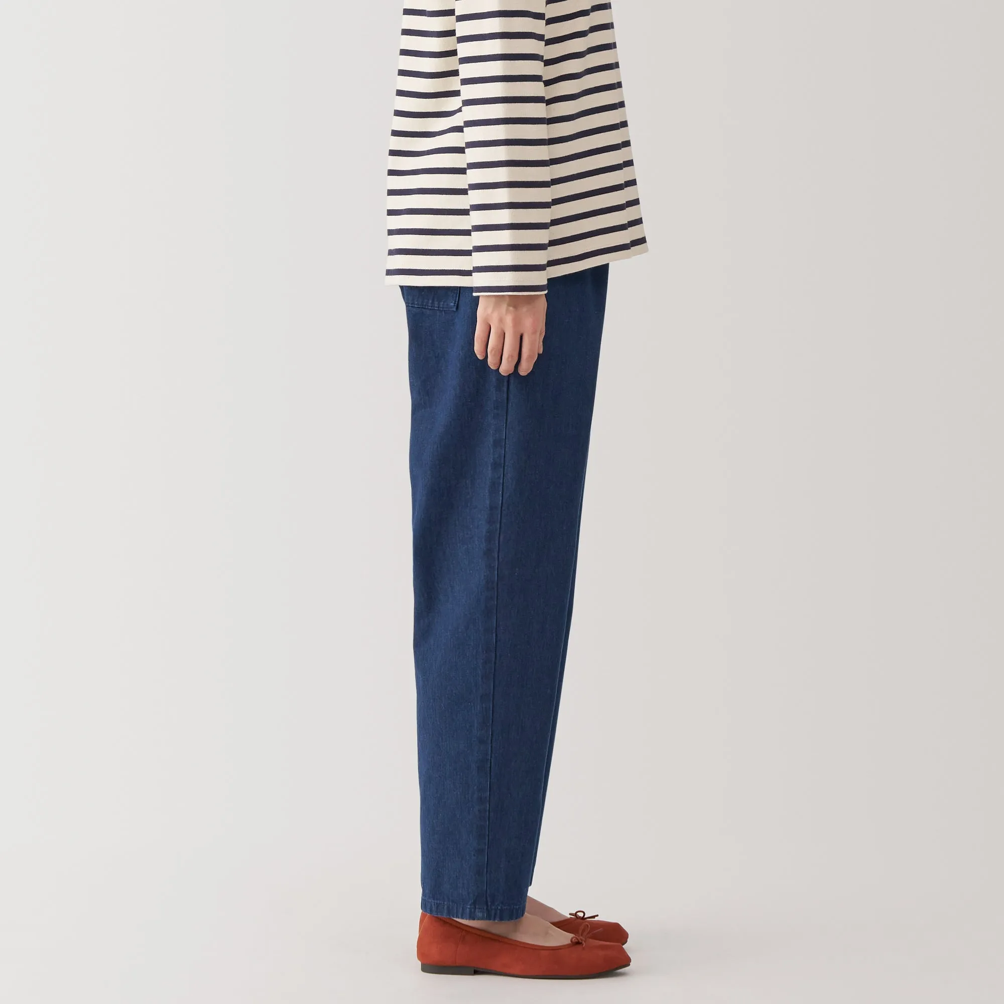 Women's Washed Denim Easy Tapered Pants