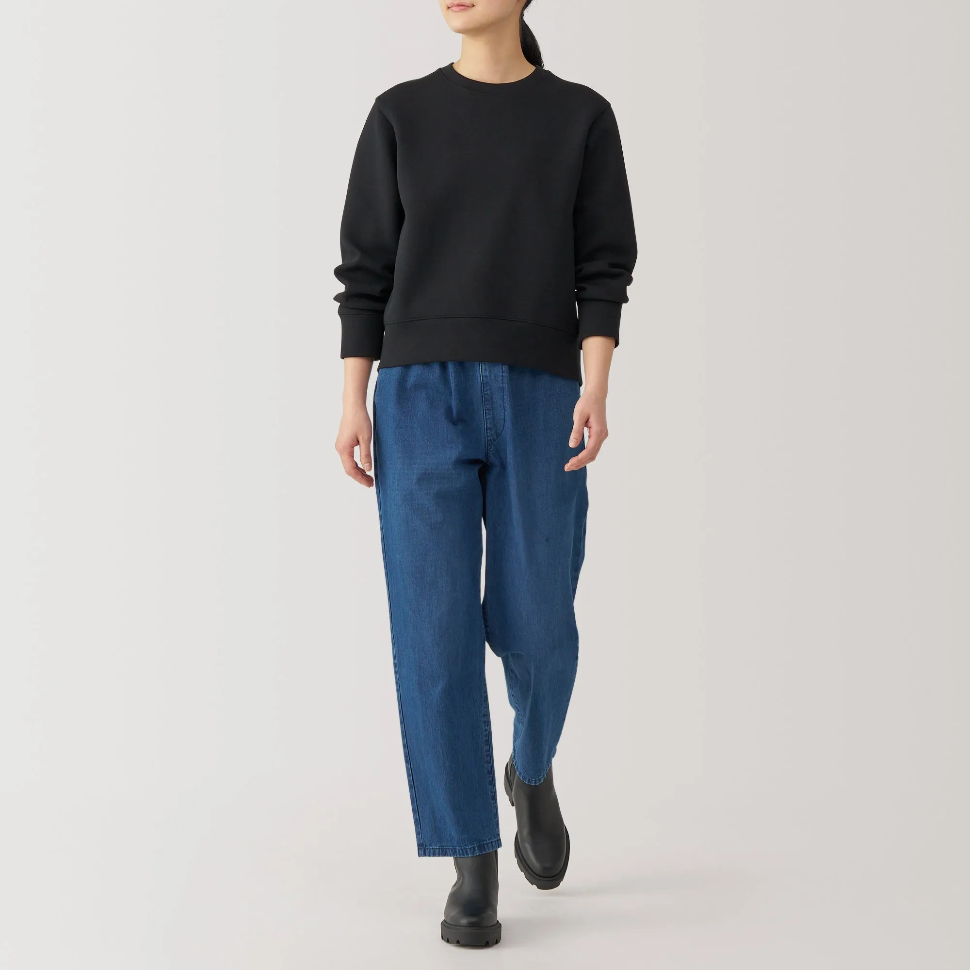 Women's Washed Denim Easy Tapered Pants