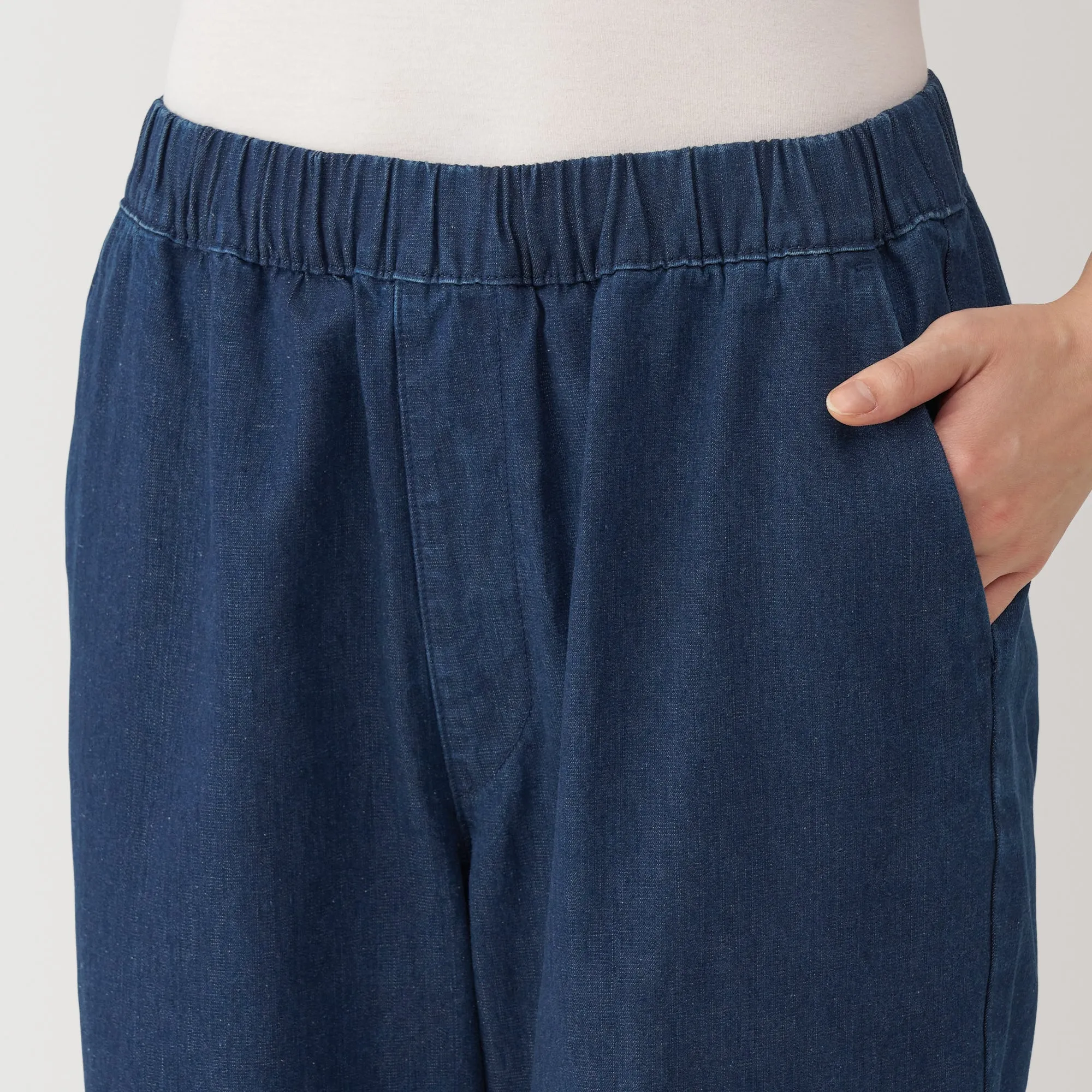 Women's Washed Denim Easy Tapered Pants