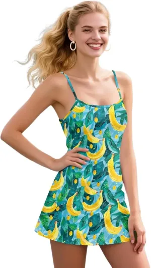 Womens Workout Tennis Dress with Built-in Shorts Pockets Sleeveless Exercise Golf Dresses XS-2XL