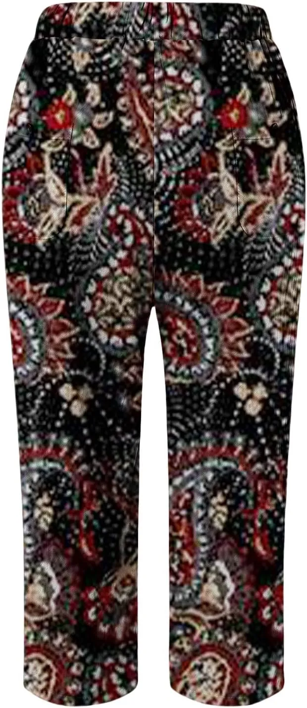 Workout Sets for Women Casual Drawstring Pants Summer Drawstring Waist Wide Leg Pants Leggings with Pockets for