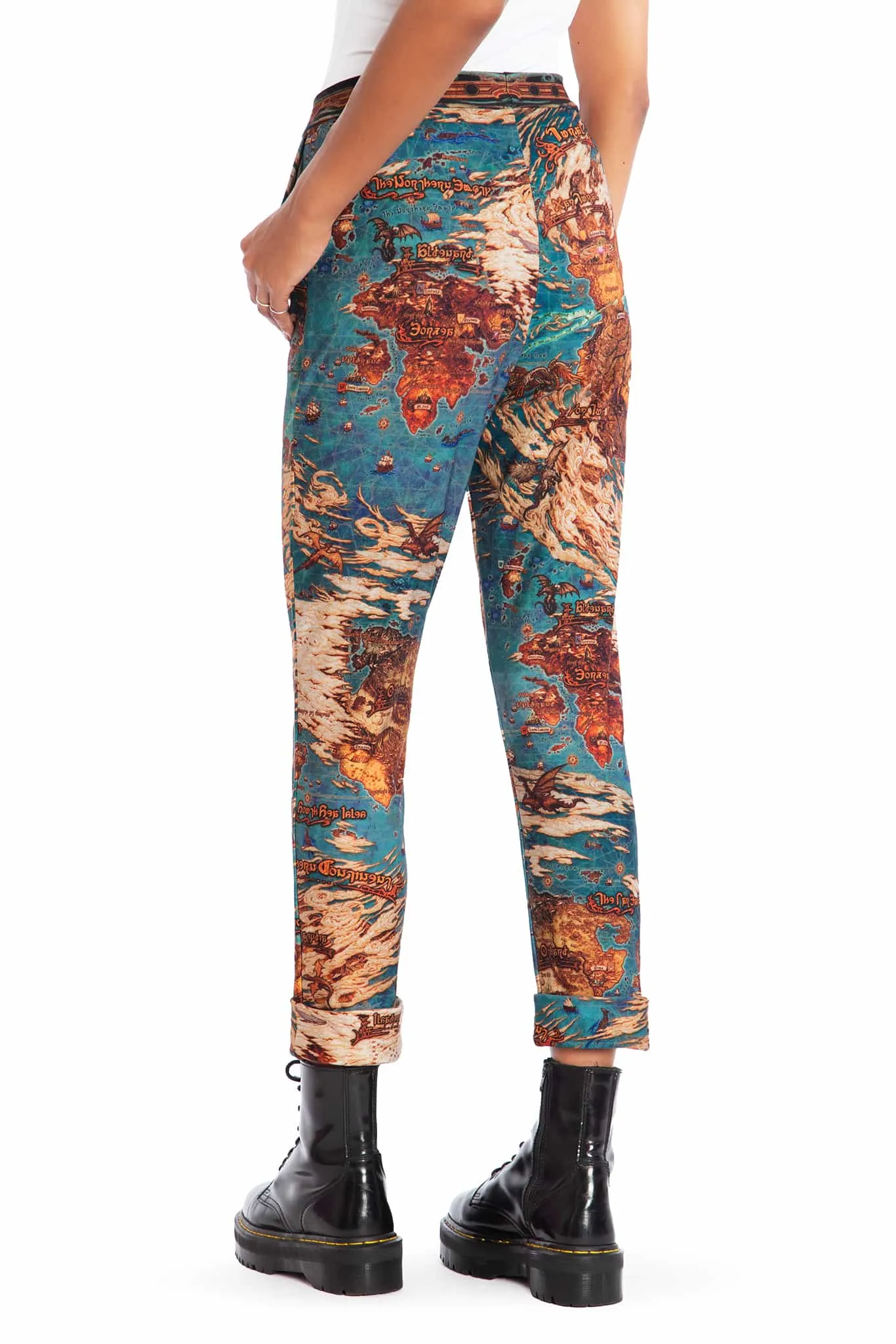 World Map Cuffed Pants