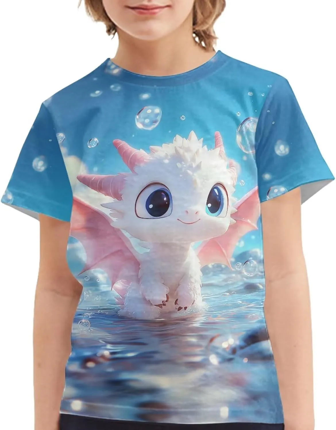 Xhuibop Kids Tshirts Girls Boys 3-16 Years Summer Clothes for Teens Loose Fitting Tops