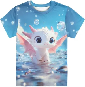 Xhuibop Kids Tshirts Girls Boys 3-16 Years Summer Clothes for Teens Loose Fitting Tops