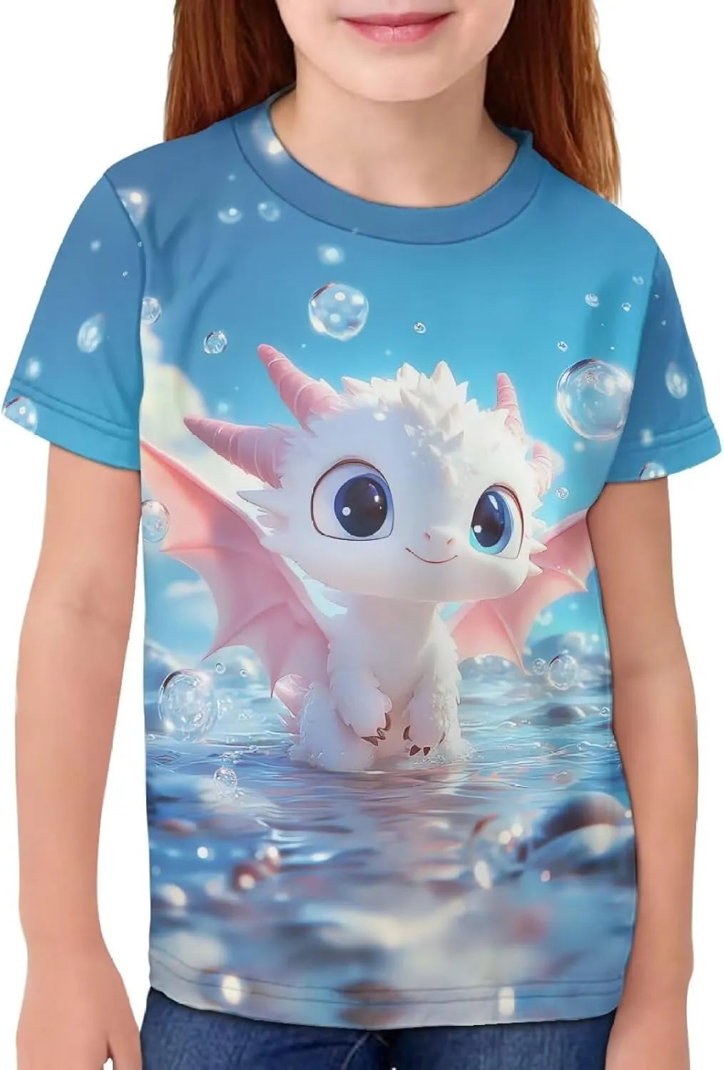 Xhuibop Kids Tshirts Girls Boys 3-16 Years Summer Clothes for Teens Loose Fitting Tops