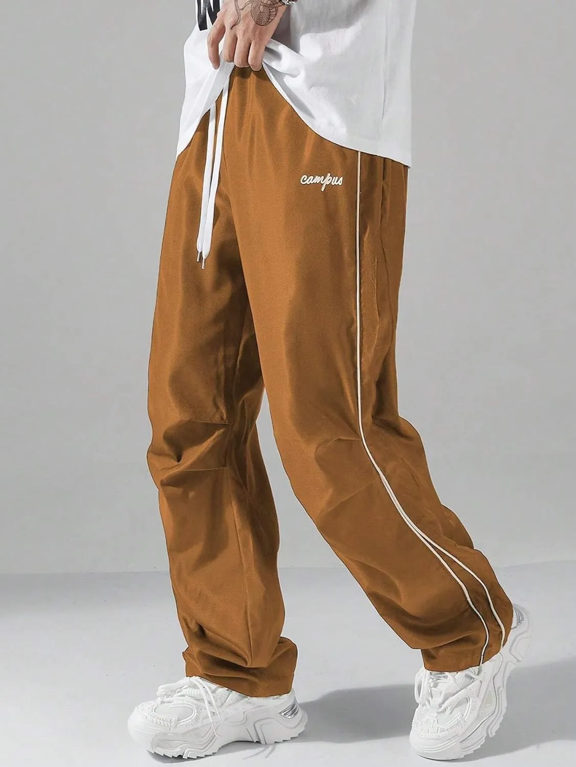 ZAFUL Men's Parachute Sweatpants Y2k Baggy Track Pants Drawstring Wide Leg Casual Trousers Streetwear